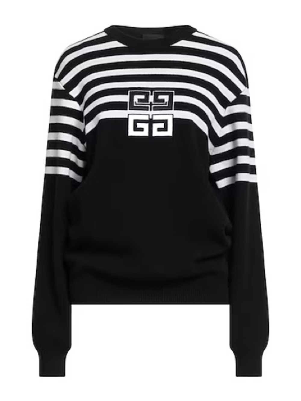 Givenchy Black and White Striped Logo Knit Sweater